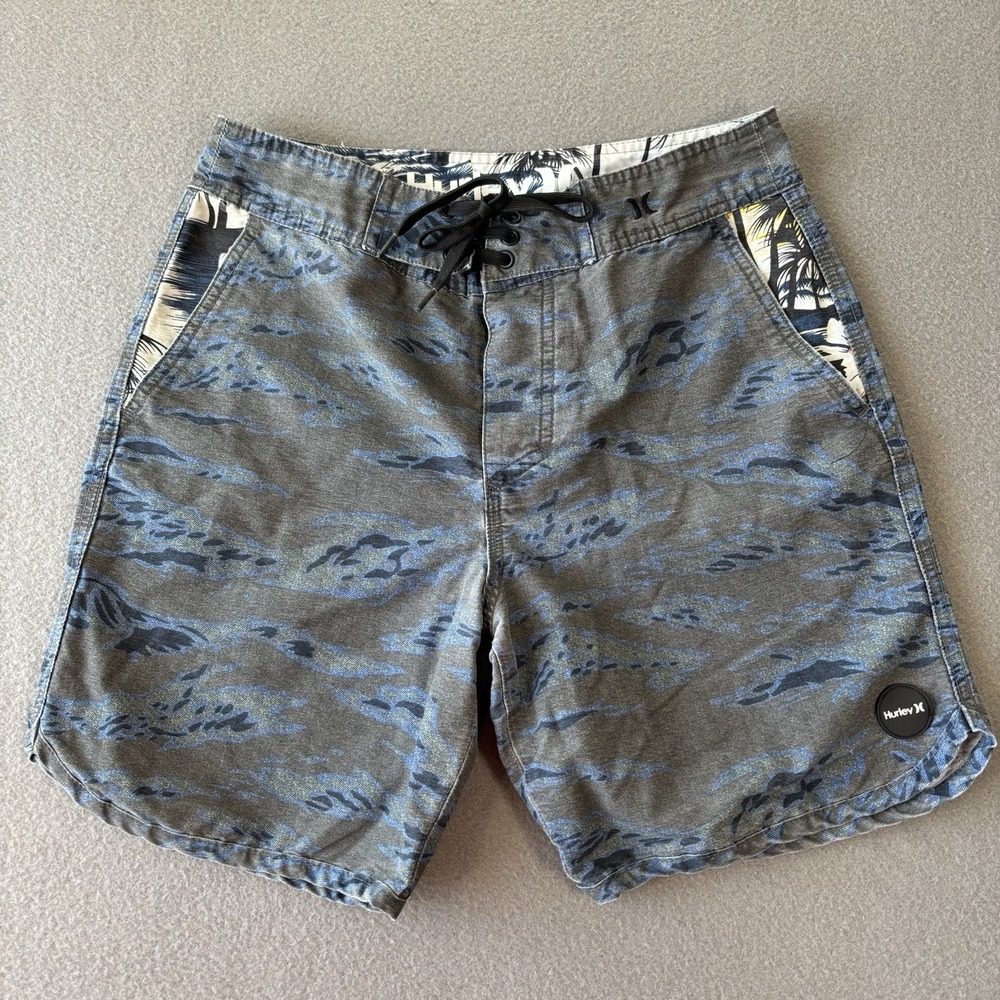 Hurley Mens Camo Boardshorts Cotton Nylon Surf Swim‎ Hybrid Coastal Beach Shorts